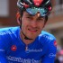 Team Bahrain rider Switzerland's Gino Mader wearing the best climber's blue jersey, poses prior to the start of the seventh stage of the Giro d'Italia 2021 cycling race, 181 km between Notaresco and Termoli on May 14, 2021. (Photo by Dario BELINGHERI / AFP) (Photo by DARIO BELINGHERI/AFP via Getty Images)